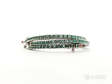 Bracciale tennis filo smeraldi oro bianco 18 kt