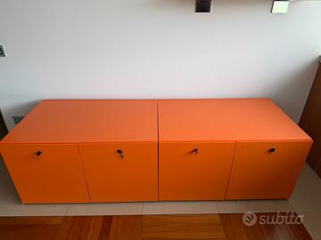 Mobile ufficio arancione 2 moduli con ante