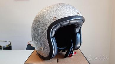 CASCO DONNA 70'S HELMET NUOVO - METALFLAKES SILVER