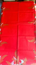 Servizio Natale tovaglia rossa oro bianco vintage