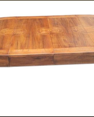 Tavolo ovale allungabile con prolunghe intarsiate