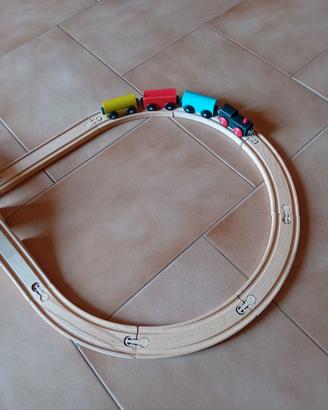 trenino con pista in legno