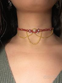 Choker macramè Bordeaux