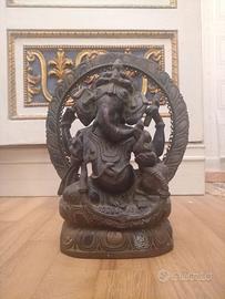 Statua scultura Dio Ganesh in bronzo
