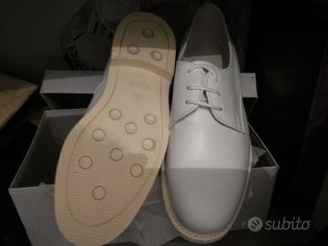 scarpe bianche pelle con suola in gomma nr 41