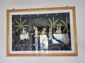 Tela Dipinto Indiano Cornice Antica 98 cm x68 cm