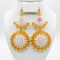 Orecchini Boho chic Vintage Pietre Quarzo Rosa