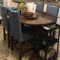 SET  TAVOLO E QUATTRO SEDIE IN VERA NOCE
