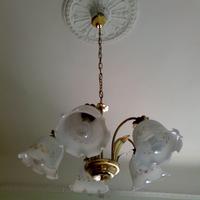 Lampadario vintage anni 80 dorato 5 luci