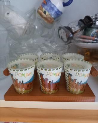 Piccolo  servizio da 6 bicchieri con vassoio