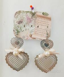 orecchini cuore con fiocco 