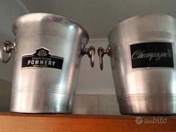 Porta ghiaccio vintage per champagne in alluminio 