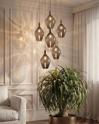 lampadario a sospensione.Sei bocce in vetro fume'