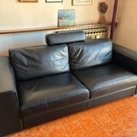 Divano pelle nero 3 posti