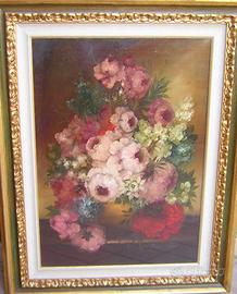 olio su tavola 50x70 fiori Freimanner Helga