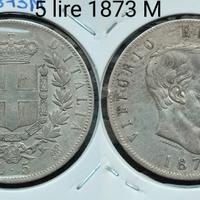 5 lire 1873 Milano
