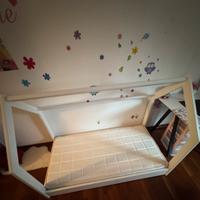 Letto Casa x bambini di legno con materasso