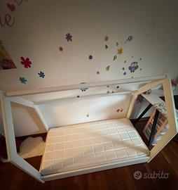 Letto Casa x bambini di legno con materasso