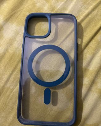 Cover iPhone MagSafe Semi Trasparente Bordo Blu