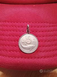 Ciondolo 5 Lire argento 