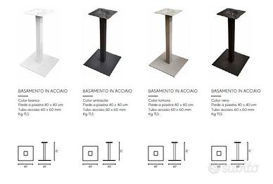 BASE GAMBA TAVOLINO RISTORANTE IN ACCIAIO E GHISA