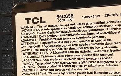 TV QLED TCL 55C655 x recupero componenti ROTTO