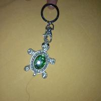 portachiavi strass tartaruga 6x5cm pietra verde