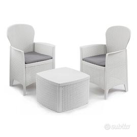 Set da Giardino con cuscini 2 Poltrone e Tavolino