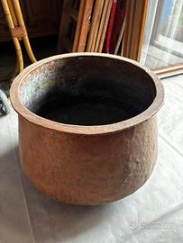 Grande Pentola Antica in Rame Battuto