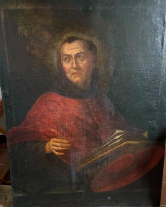 Dipinto antico raffigurante un cardinale 1700 ca