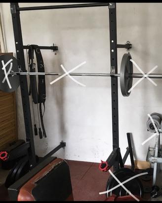 Half power rack da muro +stopper lunghi +parallel