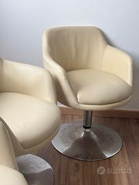 Set 3 sedie poltroncine girevoli ecopelle crema