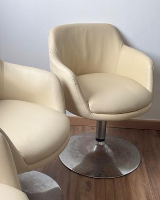 Set 3 sedie poltroncine girevoli ecopelle crema