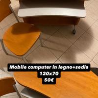 Mobile computer in legno + sedia