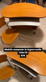 Mobile computer in legno + sedia