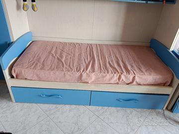 letto singolo e struttura armadio