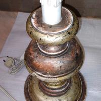 Torciere in legno d'epoca/lampada da tavolo 
