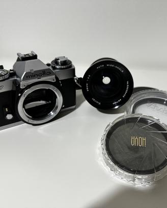 Fotocamera analogica Minolta XD7 Vivitar 28mm 2.8