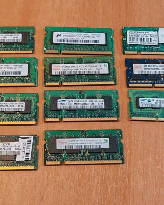 Lotto 11 banchi di Memoria RAM SO-DIMM DDR2 e DDR3