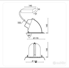Faro incasso 17 cm con alimentatore per lampada al