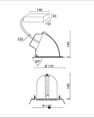 Faro incasso 17 cm con alimentatore per lampada al