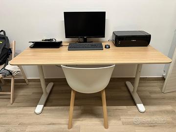 scrivania 80x160cm effetto legno altezza regolabil