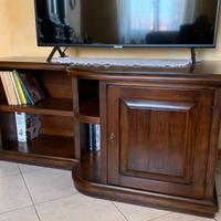 PORTA TV E LIBRERIA IN LEGNO, TINTA NOCE