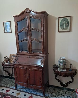 Trumeau con vetrina e ribalta + 2 mensole 