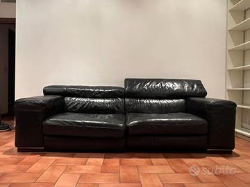 Divano Natuzzi Nicolaus, 3 posti, Pelle nera