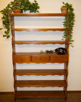Libreria rustica in Abete vecchio con 3 cassetti