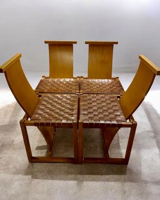 Set 4 sedie e tavolo design Alvar Aalto anni 70