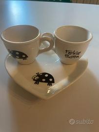 Due tazzine Felice Botta con coccinella e piattino