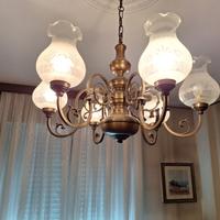 Lampadario a 6 punti luce vintage