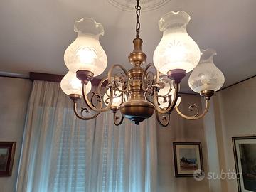 Lampadario a 6 punti luce vintage